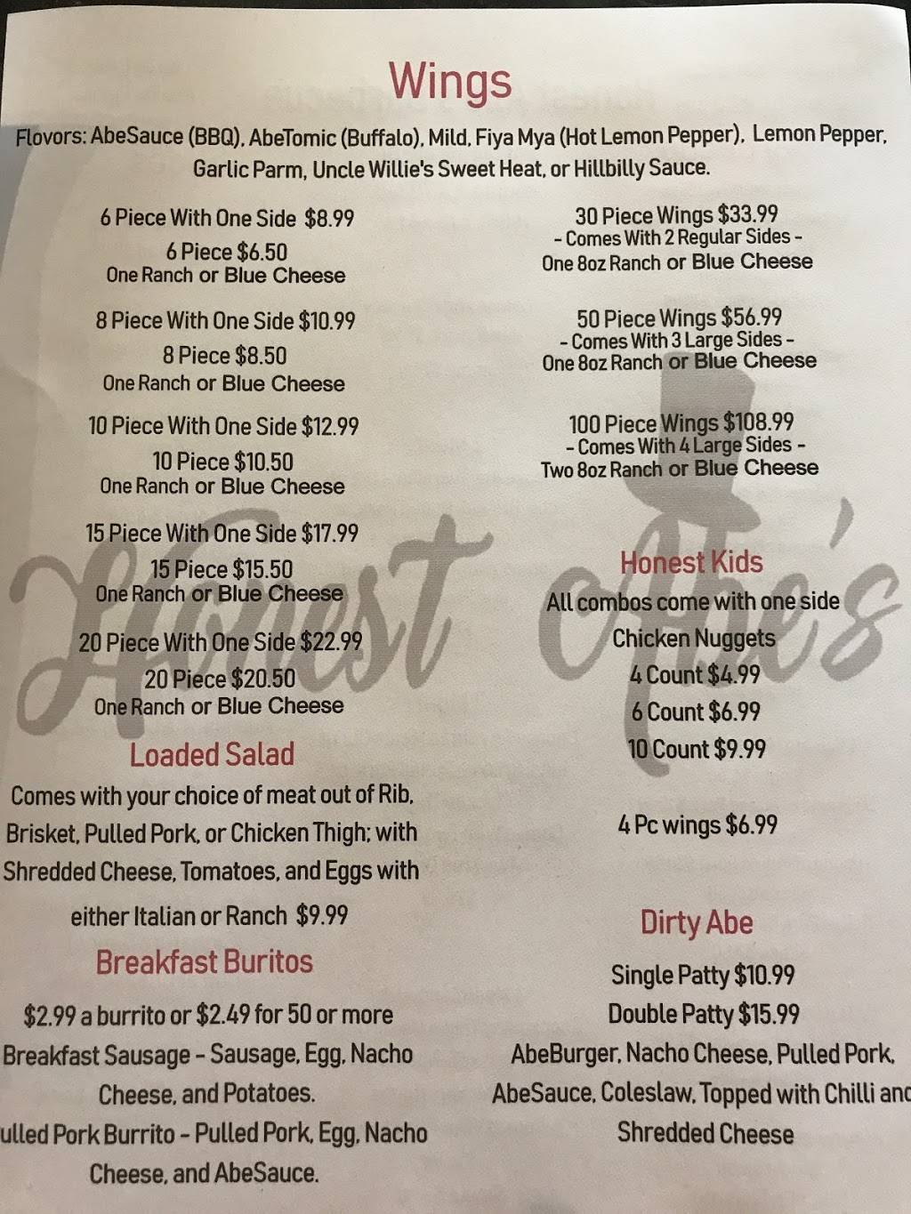 Honest Abes - Barbecue Restaurant | restaurant | 693 Corporate Dr, Houma, LA 70360, USA | 9857465413 OR +1 985-746-5413