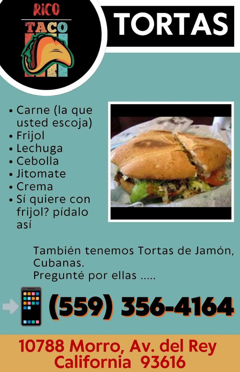 Rico Taco | restaurant | 10788 Morro Ave, Del Rey, CA 93616, USA | 5593564164 OR +1 559-356-4164