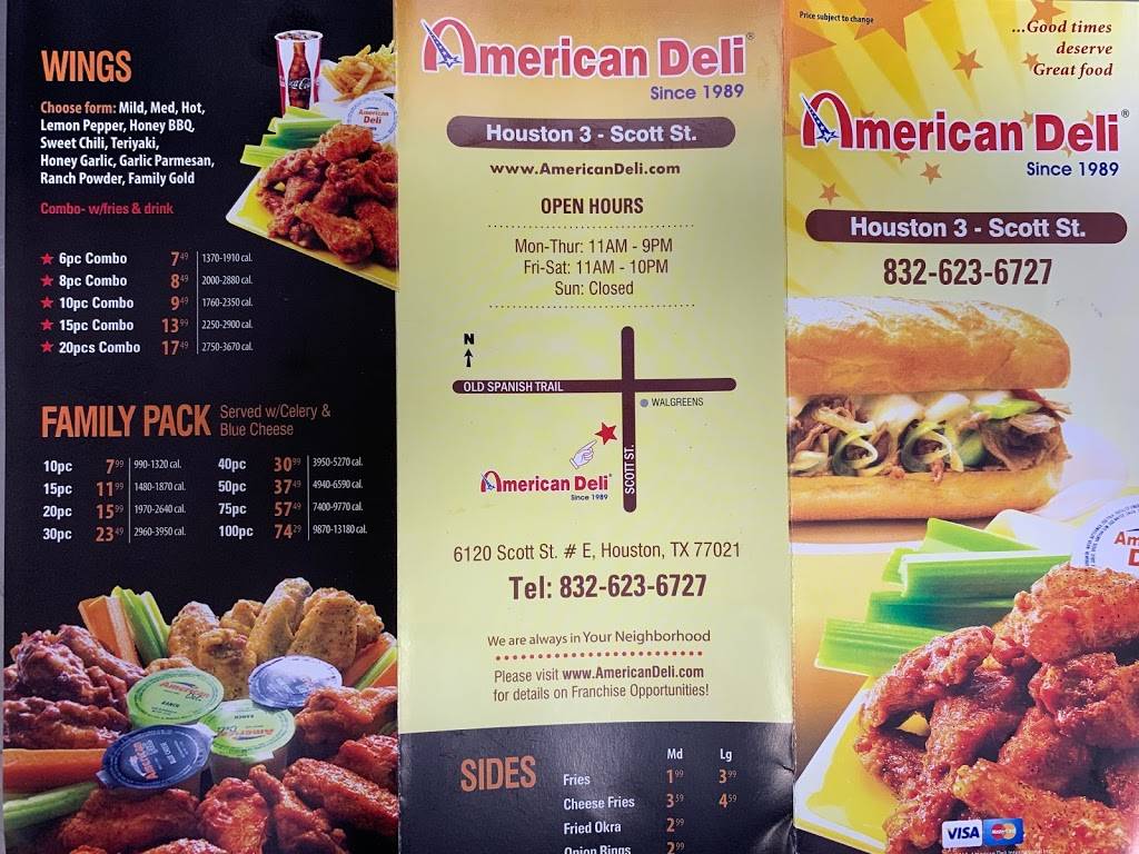American Deli | restaurant | 6102 Scott St, Houston, TX 77021, USA | 8326236727 OR +1 832-623-6727