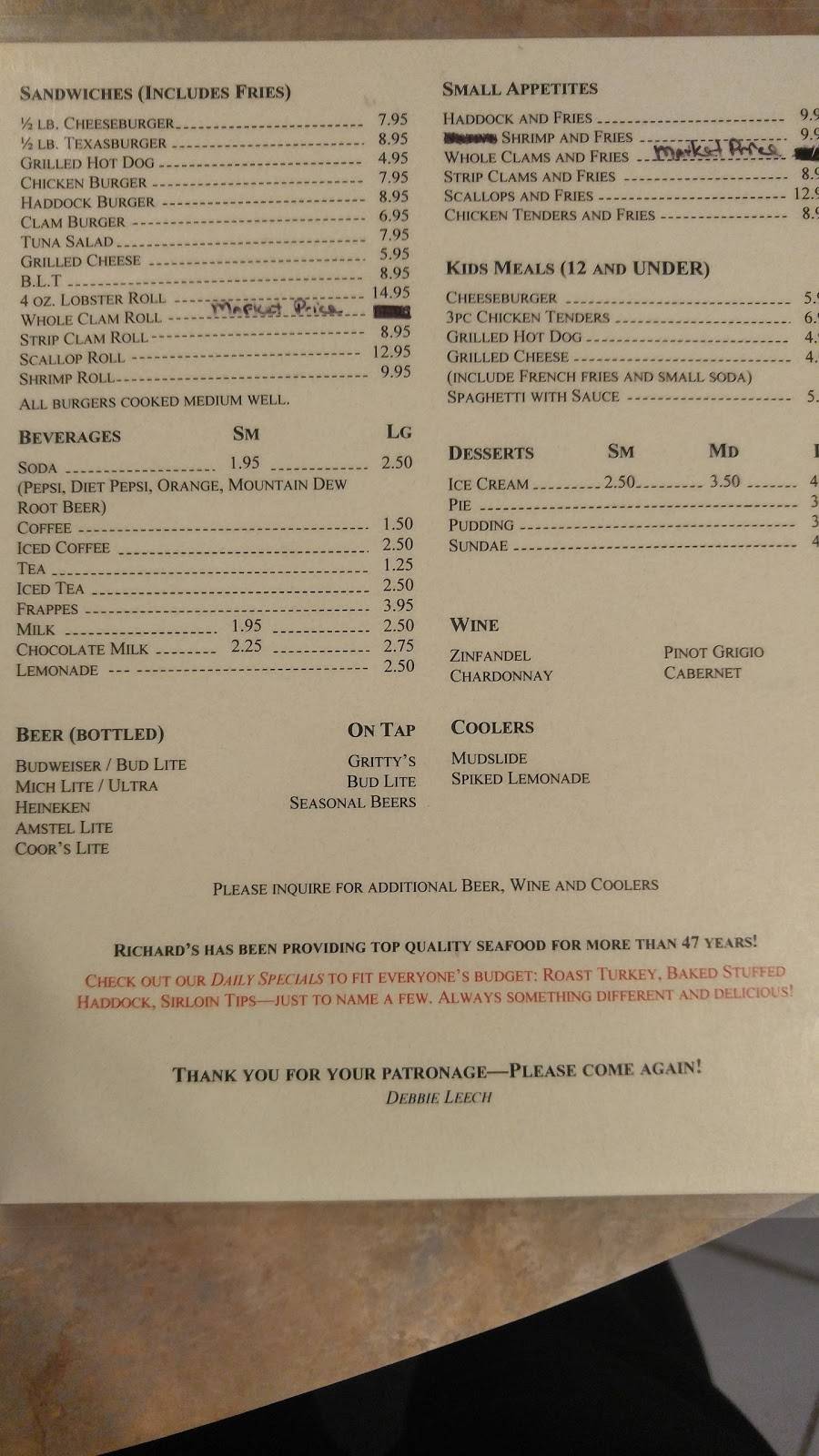Richards Seafood Restaurant | restaurant | 1732 N Berwick Rd, Wells, ME 04090, USA | 2076468561 OR +1 207-646-8561