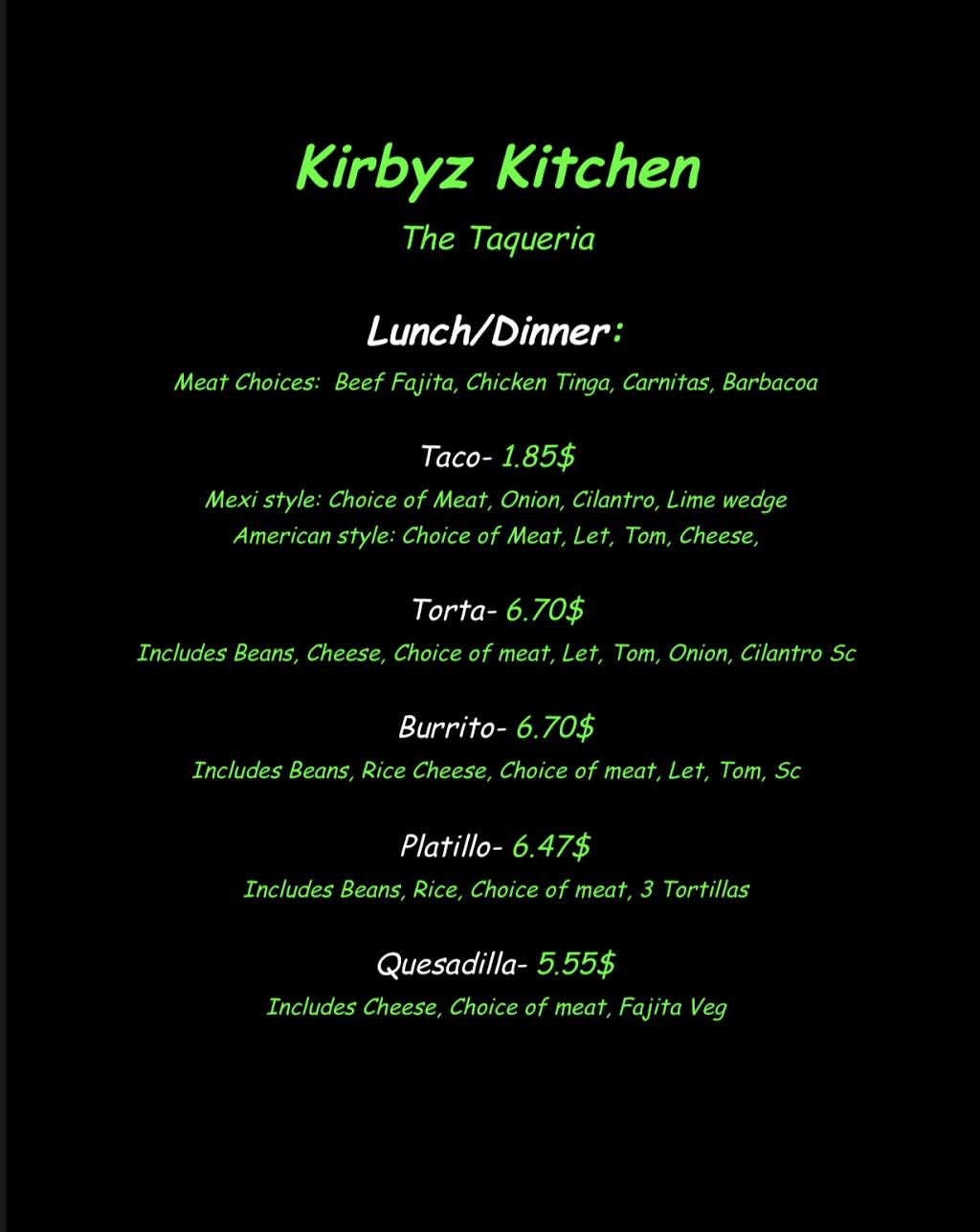 Kirbyz Kitchen | restaurant | 9401 N MacArthur Blvd, Irving, TX 75063, USA | 4698267098 OR +1 469-826-7098