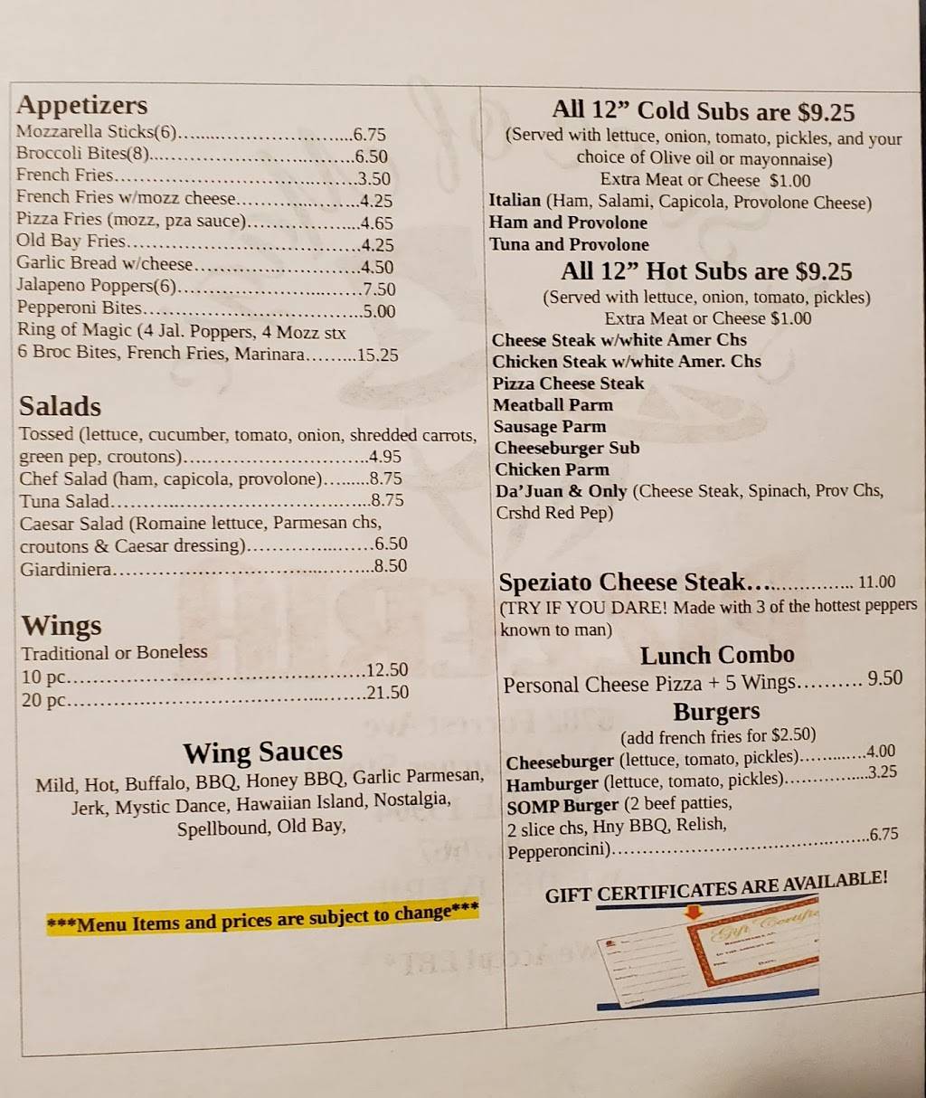 A Slice of Magic Pizzeria | restaurant | 5782 Forrest Ave, Dover, DE 19904, USA | 3025267667 OR +1 302-526-7667