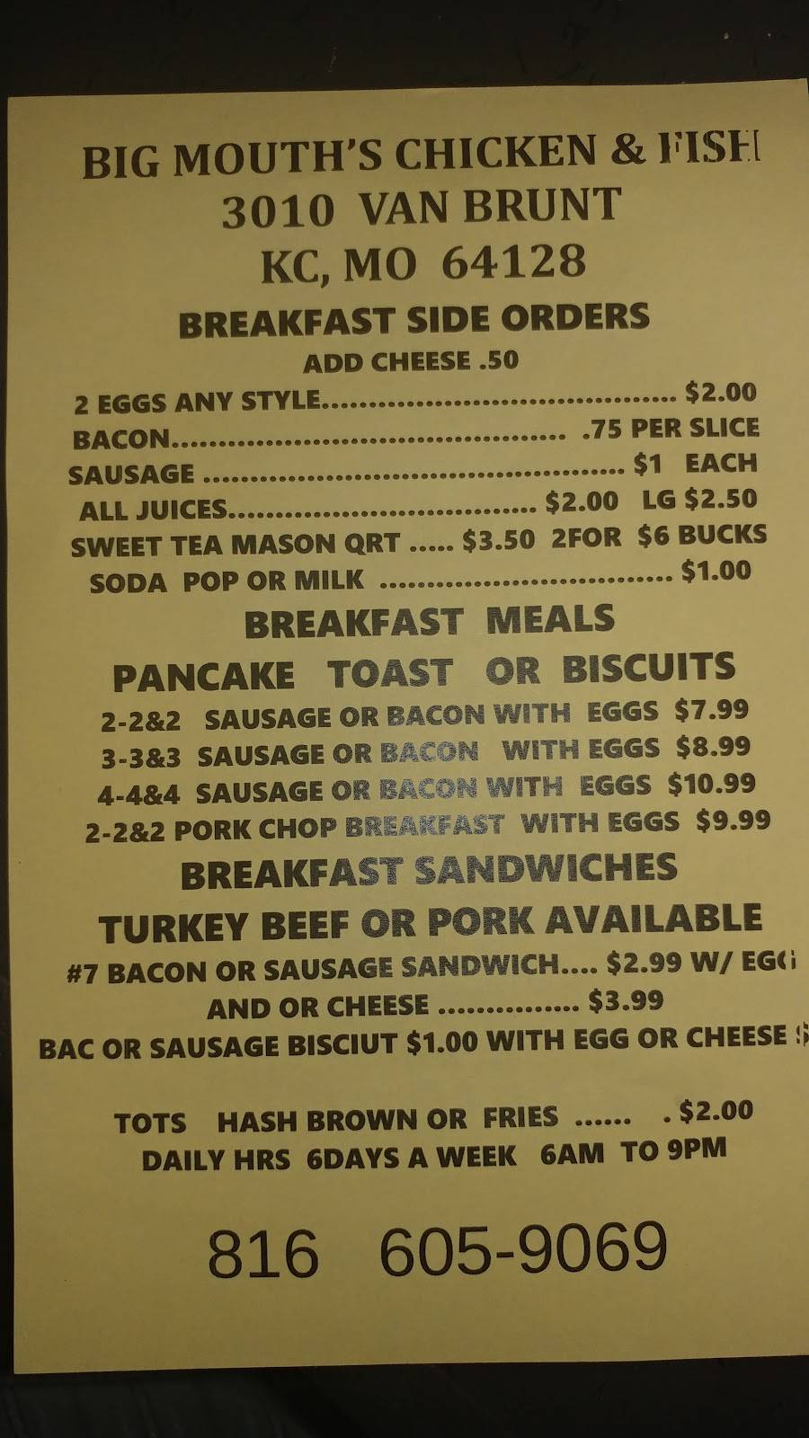 Big Mouths Chicken - Fish - Tenderlions | restaurant | 3010 Van Brunt Blvd, Kansas City, MO 64128, USA | 8166059069 OR +1 816-605-9069