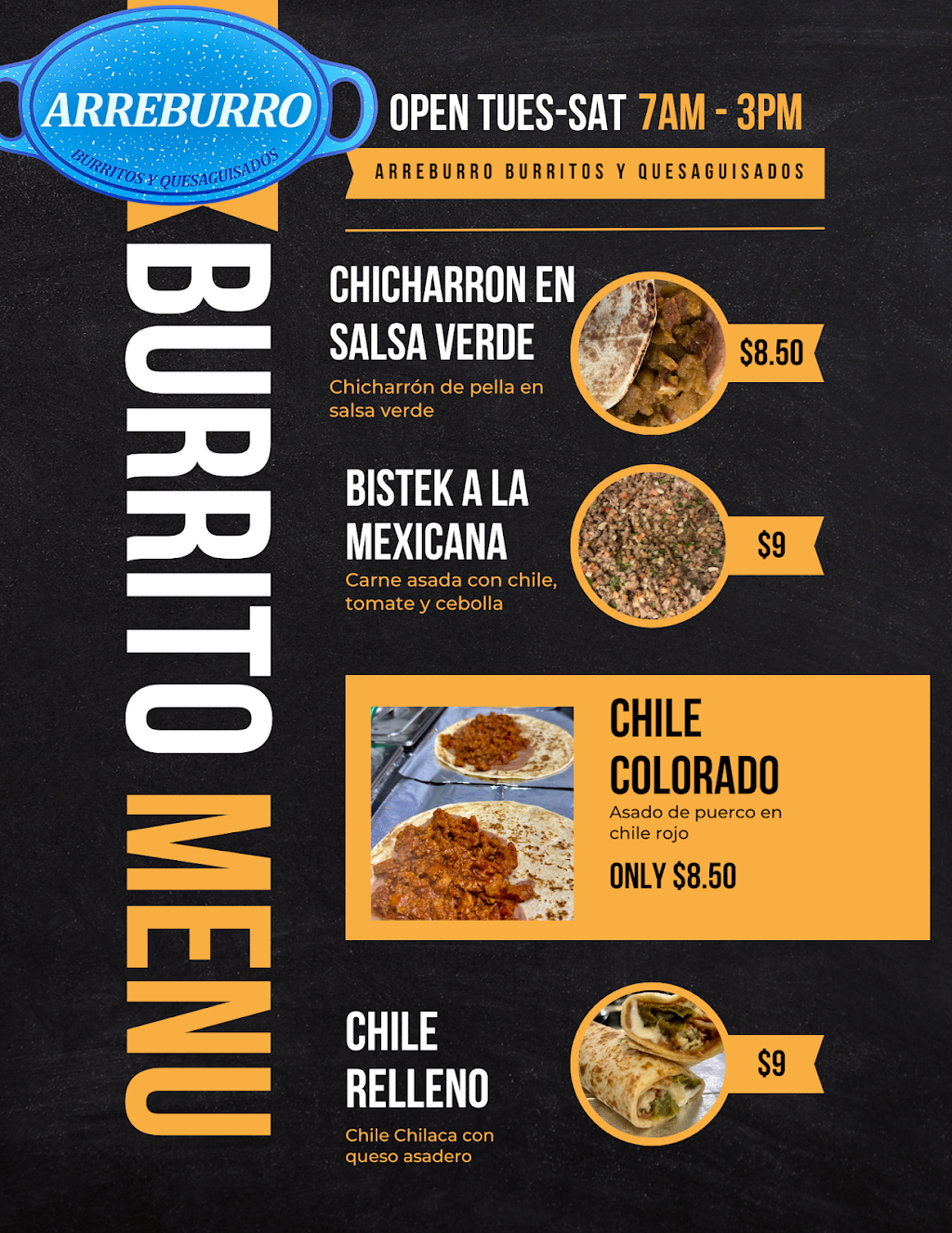Arreburro Burritos y Quesaguisados | restaurant | 6653 W McDowell Rd N/A, Phoenix, AZ 85043, USA | 4807088710 OR +1 480-708-8710
