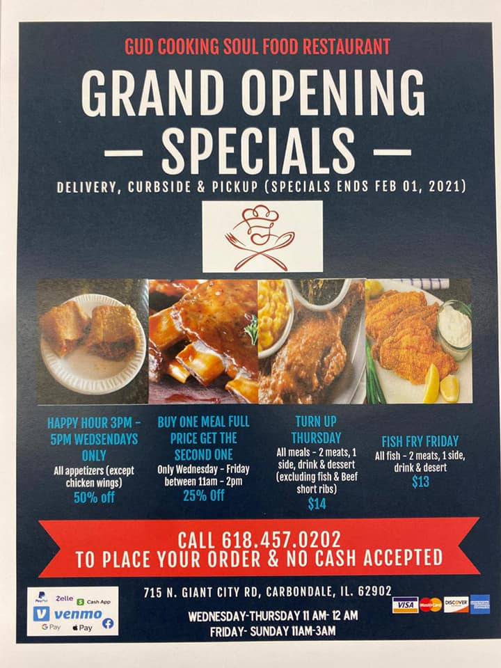 Gud Cooking LLC | restaurant | 715 N Giant City Rd, Carbondale, IL 62902, USA | 6184570202 OR +1 618-457-0202
