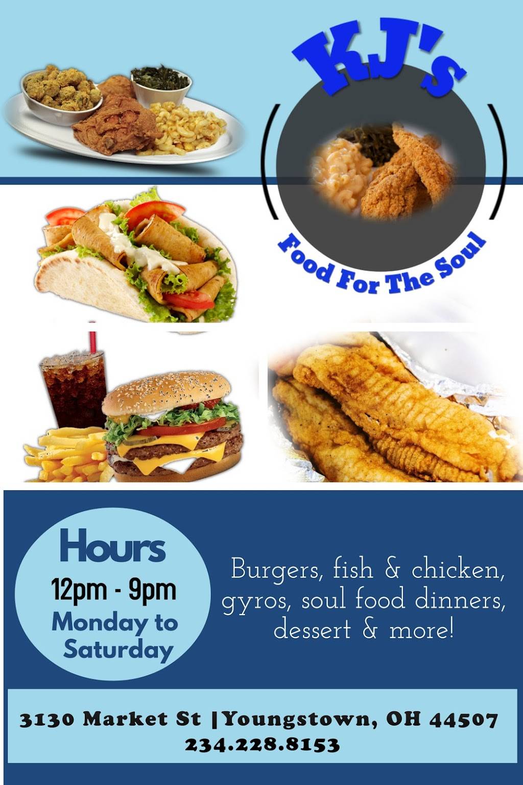 KJs Food For The Soul | restaurant | 3130 Market St, Youngstown, OH 44507, USA | 2342288153 OR +1 234-228-8153