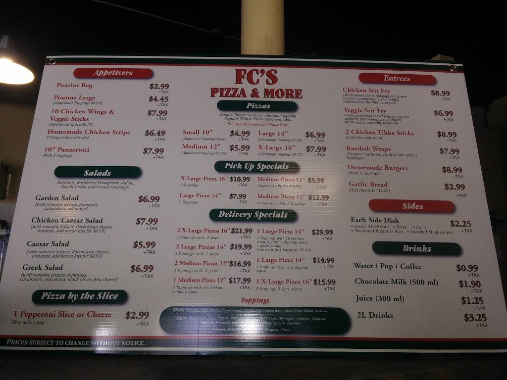 Fcs Pizza & More | restaurant | 1005 Lincoln Rd, Windsor, ON N9A 4A3, Canada | 5199154424 OR +1 519-915-4424