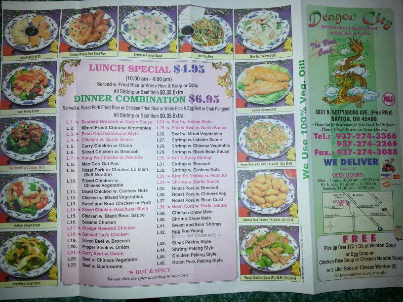 Dragon City | restaurant | 3031 N Gettysburg Ave, Dayton, OH 45406, USA | 9372743366 OR +1 937-274-3366