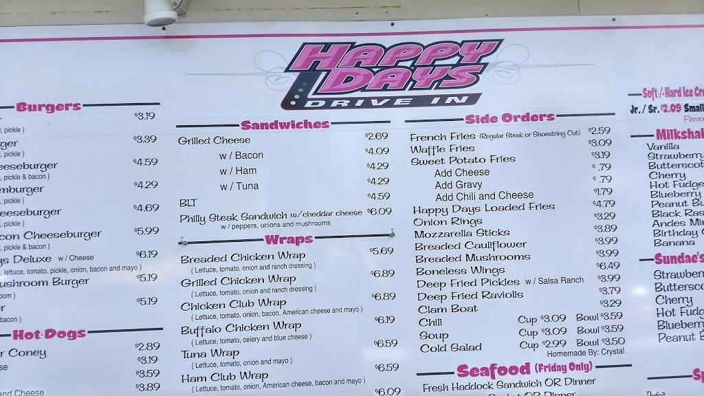Happy Days Drive In | restaurant | 3022 NY-370, Meridian, NY 13113, USA | 3156262943 OR +1 315-626-2943