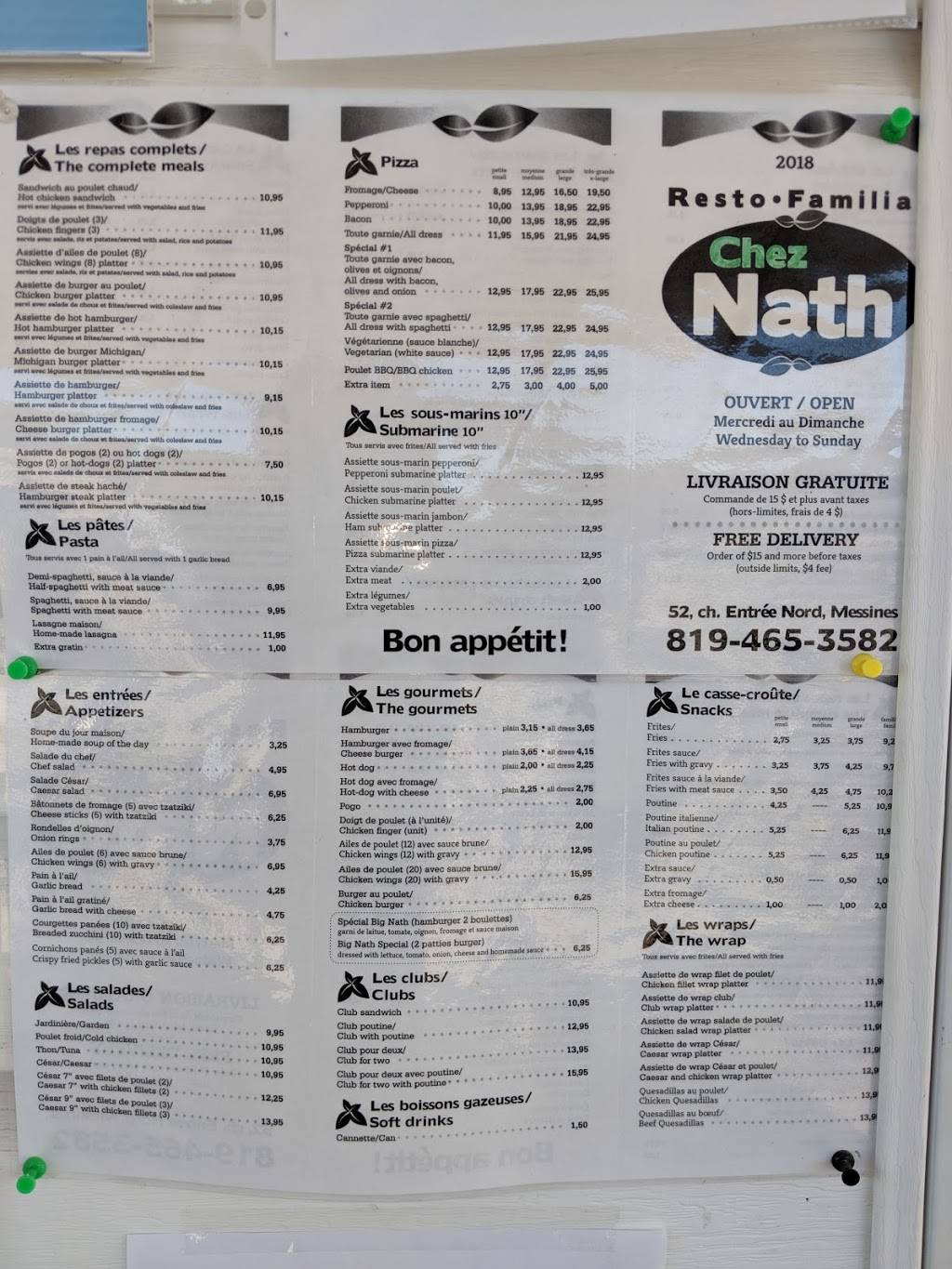 Resto Chez Nat | restaurant | 52 Chemin de lEntrée N, Messines, QC J0X 2J0, Canada | 8194653582 OR +1 819-465-3582