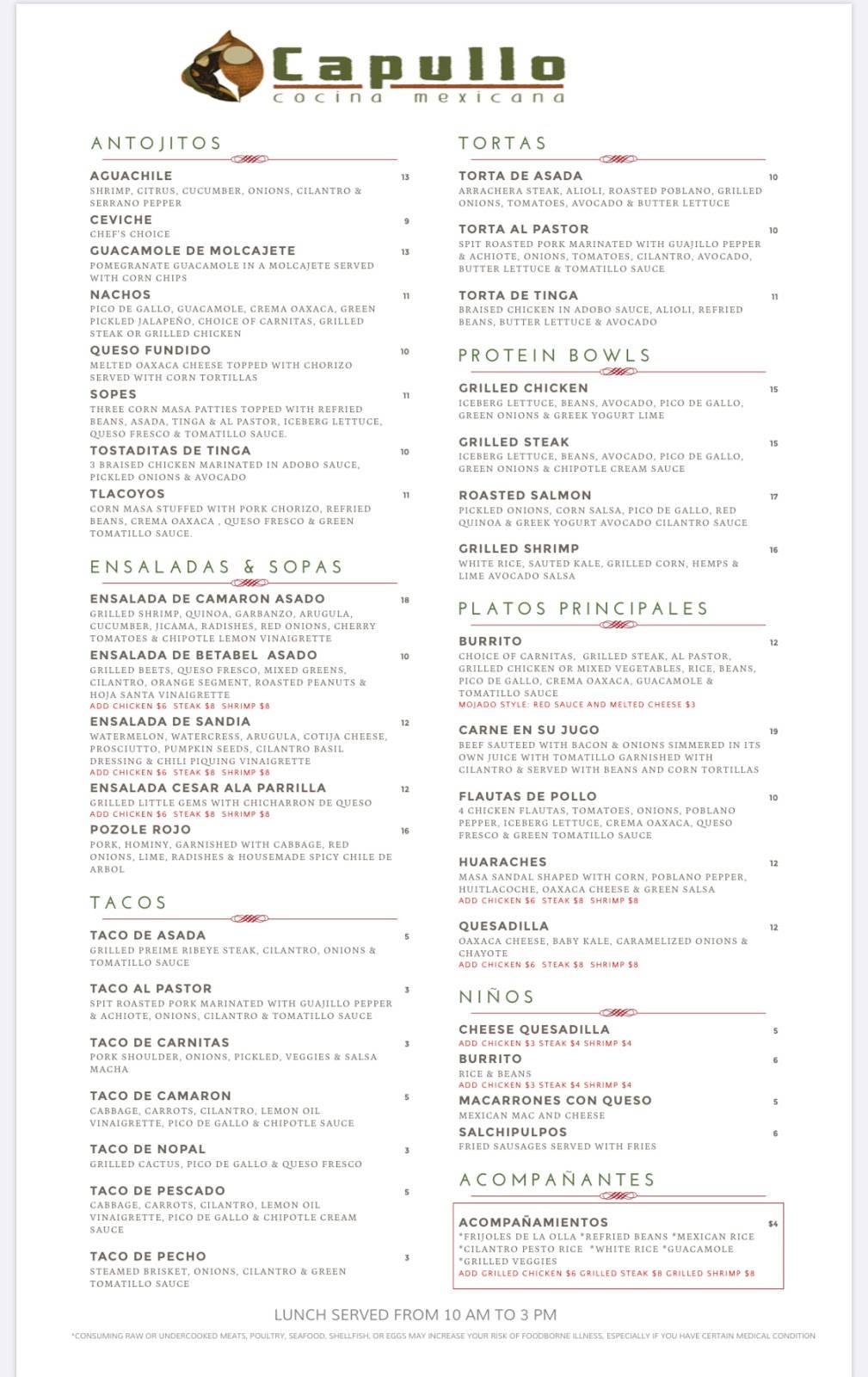 CAPULLO COCINA MEXICANA | restaurant | 1518 Bonanza St, Walnut Creek, CA 94596, USA | 9254765150 OR +1 925-476-5150