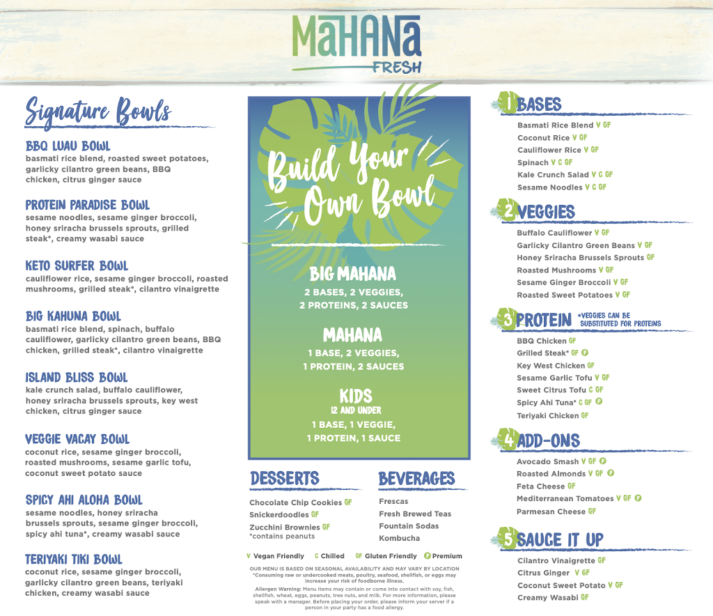 Mahana Fresh | restaurant | 2 NJ-37 Unit B-3, Toms River, NJ 08753, USA | 7327059330 OR +1 732-705-9330