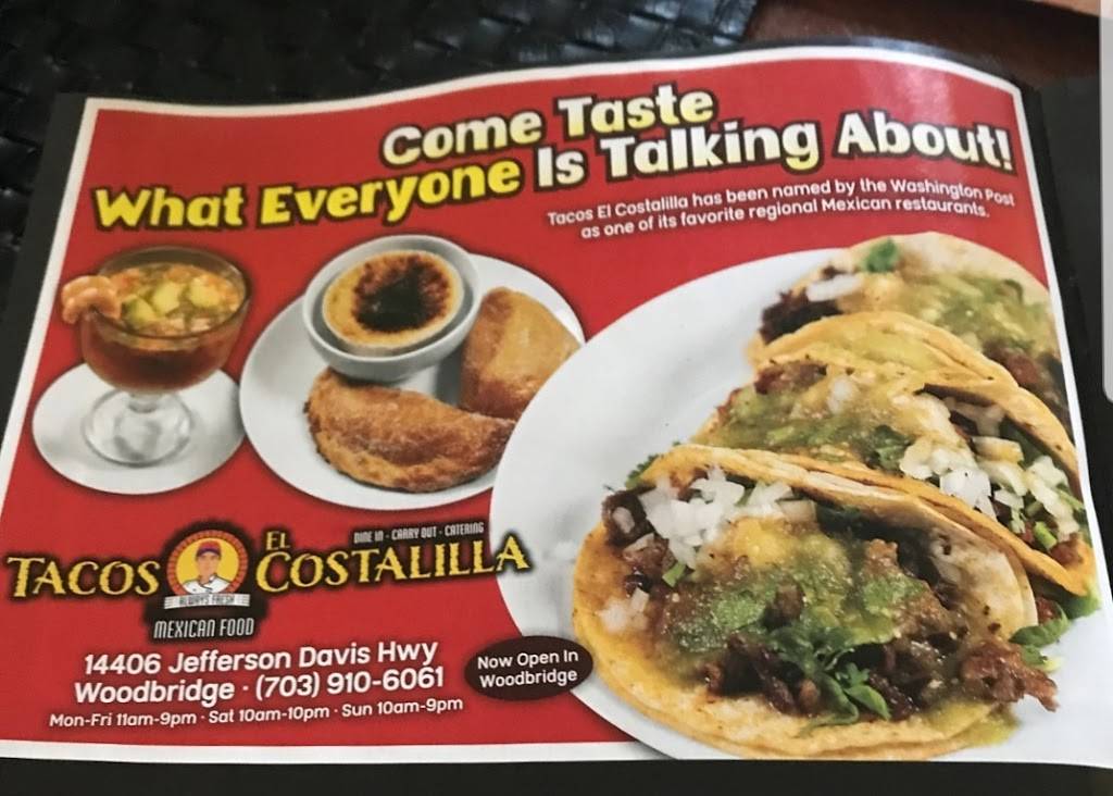 Tacos El Costalilla | restaurant | 14406 Jefferson Davis Hwy, Woodbridge, VA 22191, USA | 7039106061 OR +1 703-910-6061