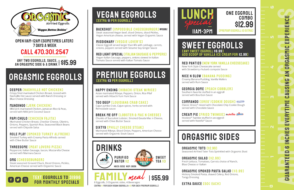 Orgasmic Airfried Eggrolls | restaurant | 4064 Flowers Rd, Doraville, GA 30360, USA | 4703012547 OR +1 470-301-2547