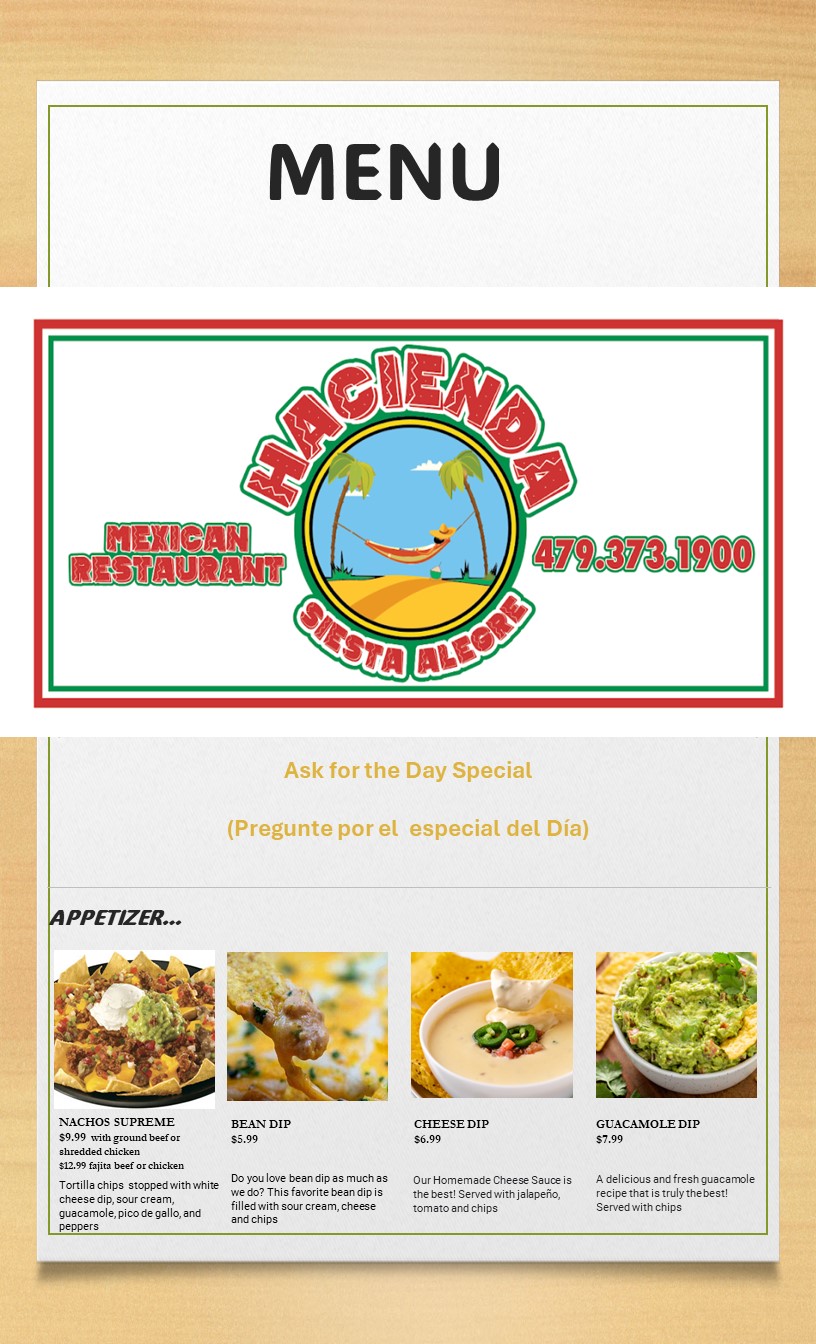 Hacienda siesta alegre | restaurant | 2010 E Main St, Siloam Springs, AR 72761, USA | 4793731900 OR +1 479-373-1900