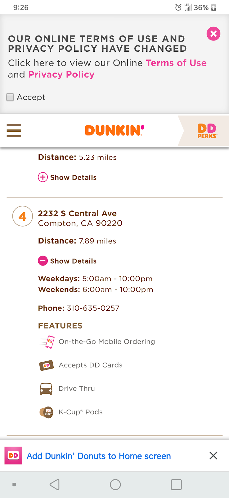 Dunkin | bakery | 2232 S Central Ave, Compton, CA 90220, USA | 3106350257 OR +1 310-635-0257