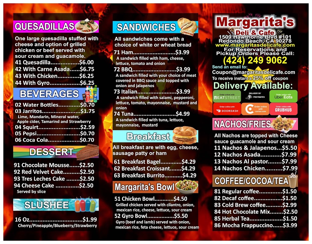 Margaritas Deli & Cafe | restaurant | 1509 Hawthorne Blvd ste 101, Redondo Beach, CA 90278, USA | 4242499062 OR +1 424-249-9062