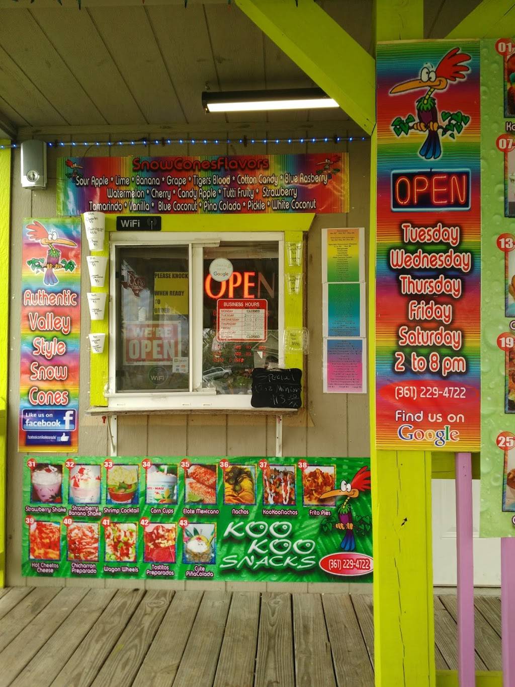 Koo Koo Snacks | meal takeaway | 401 S Rachal, Sinton, TX 78387, USA | 9565891010 OR +1 956-589-1010