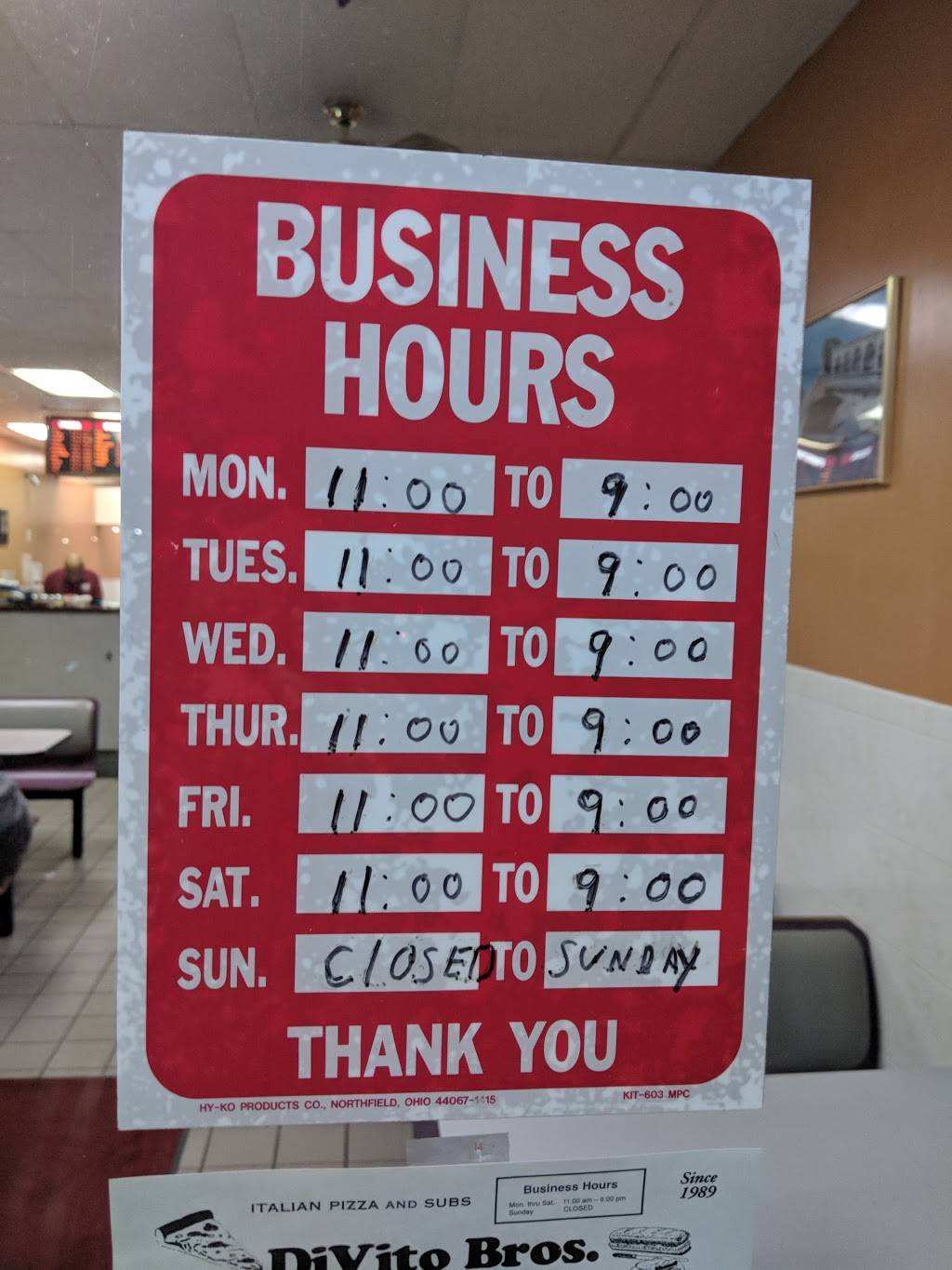 DiVito Brothers Italian Pizzeria | restaurant | 446 Boston Rd, Billerica, MA 01821, USA | 9786637353 OR +1 978-663-7353