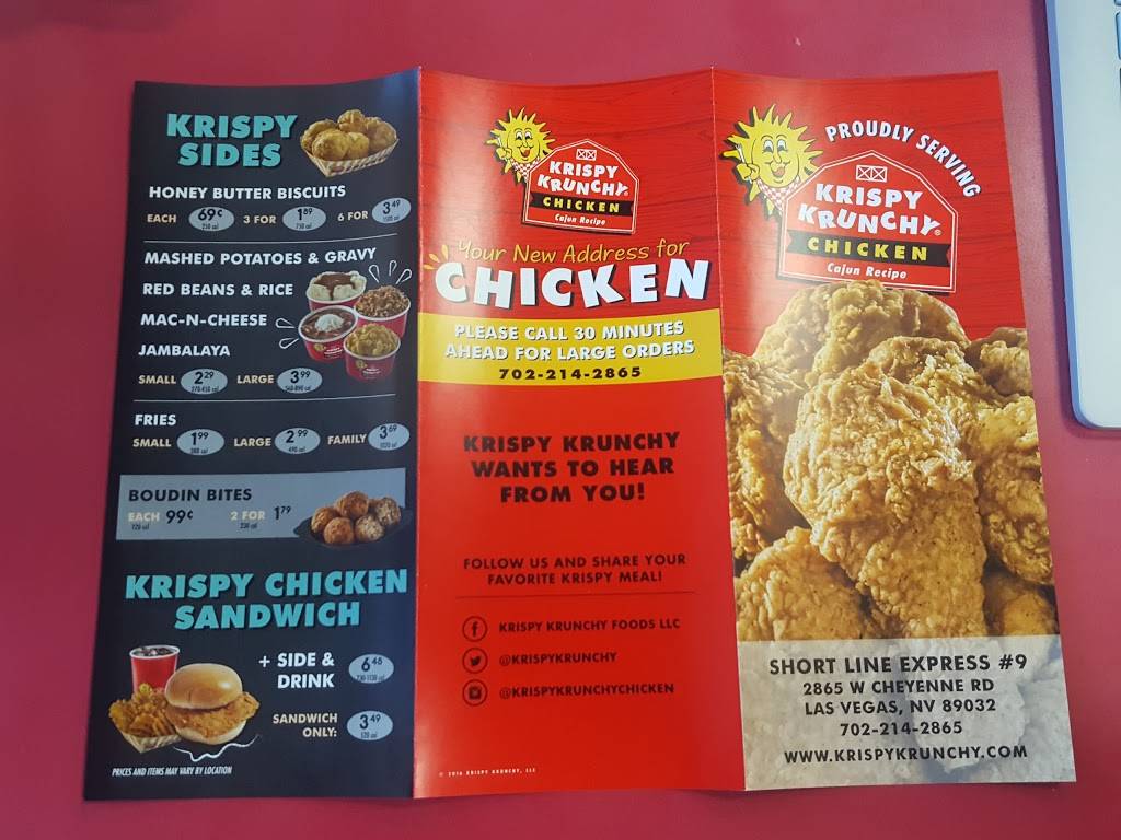 Krispy Krunchy Chicken | restaurant | 2865 W Cheyenne Ave, North Las Vegas, NV 89032, USA | 7022142865 OR +1 702-214-2865