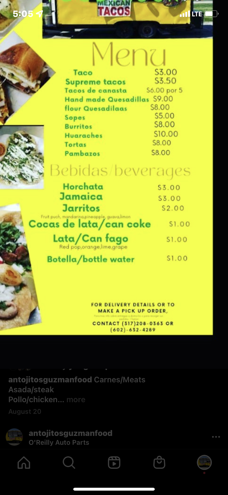 Antojitos Guzman food truck #1 | restaurant | 4853 W 56th St, Indianapolis, IN 46254, USA | 6026324289 OR +1 602-632-4289