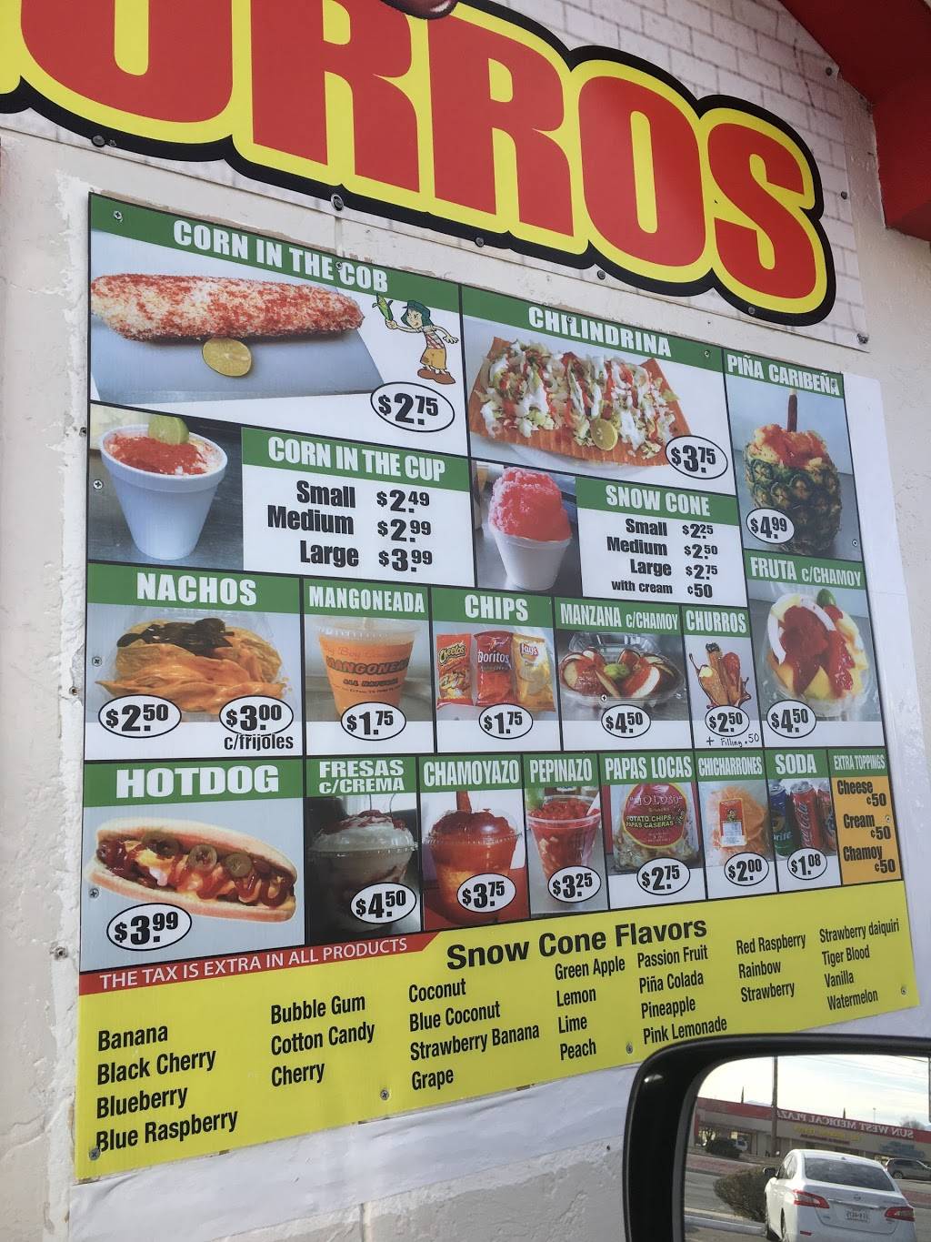 El Chavo Elotes | restaurant | 6954 N Mesa St, El Paso, TX 79912, USA | 9156003451 OR +1 915-600-3451