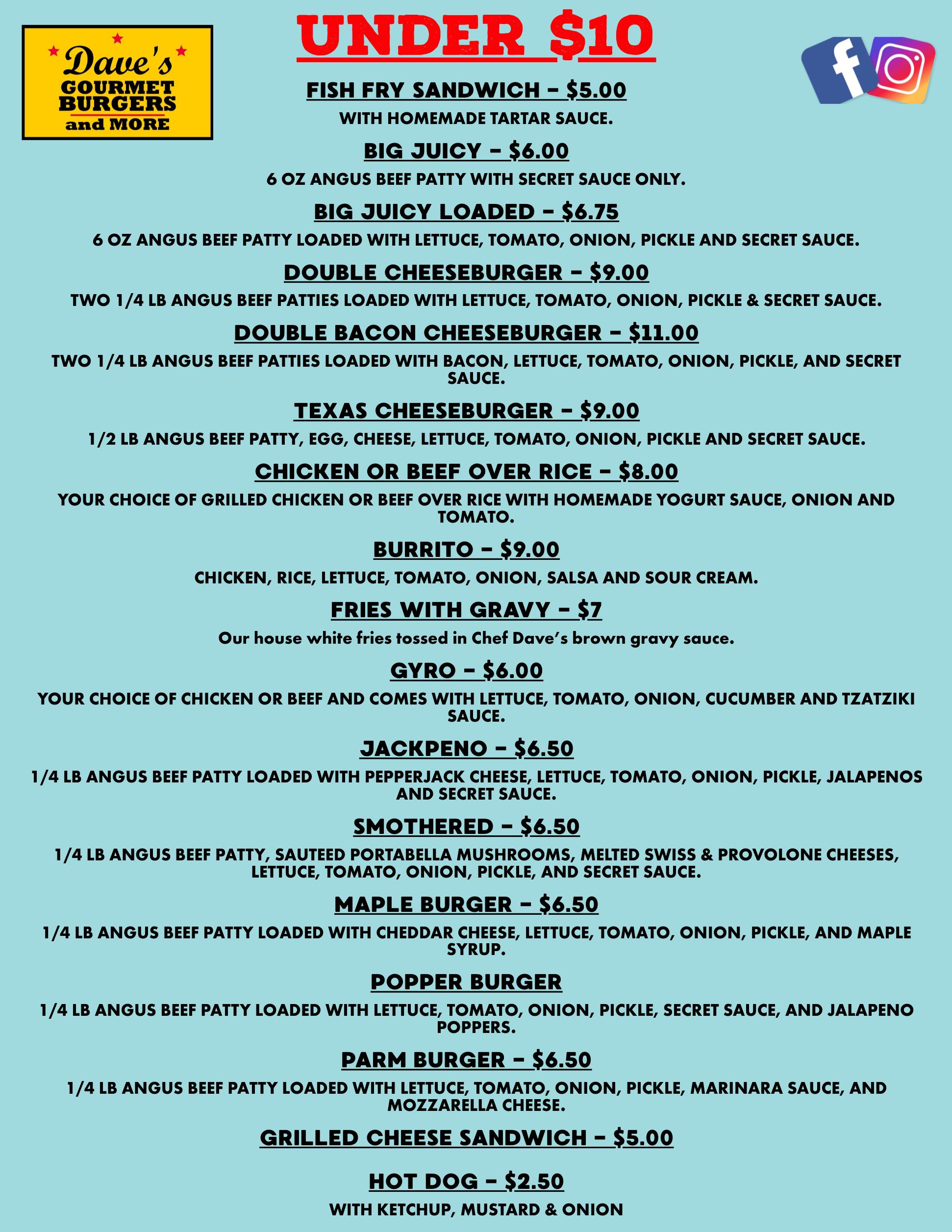 Daves Gourmet Burgers and More | restaurant | 16 Edison Ave, Schenectady, NY 12305, United States | 5182803900 OR +1 518-280-3900