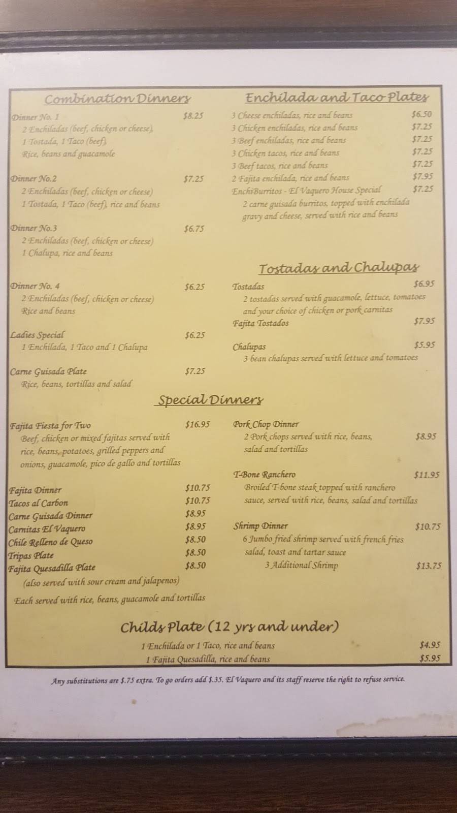 El Vaquero Restaurant | restaurant | 3705 Aldine Mail Rte Rd, Houston, TX 77039, USA | 2814496980 OR +1 281-449-6980