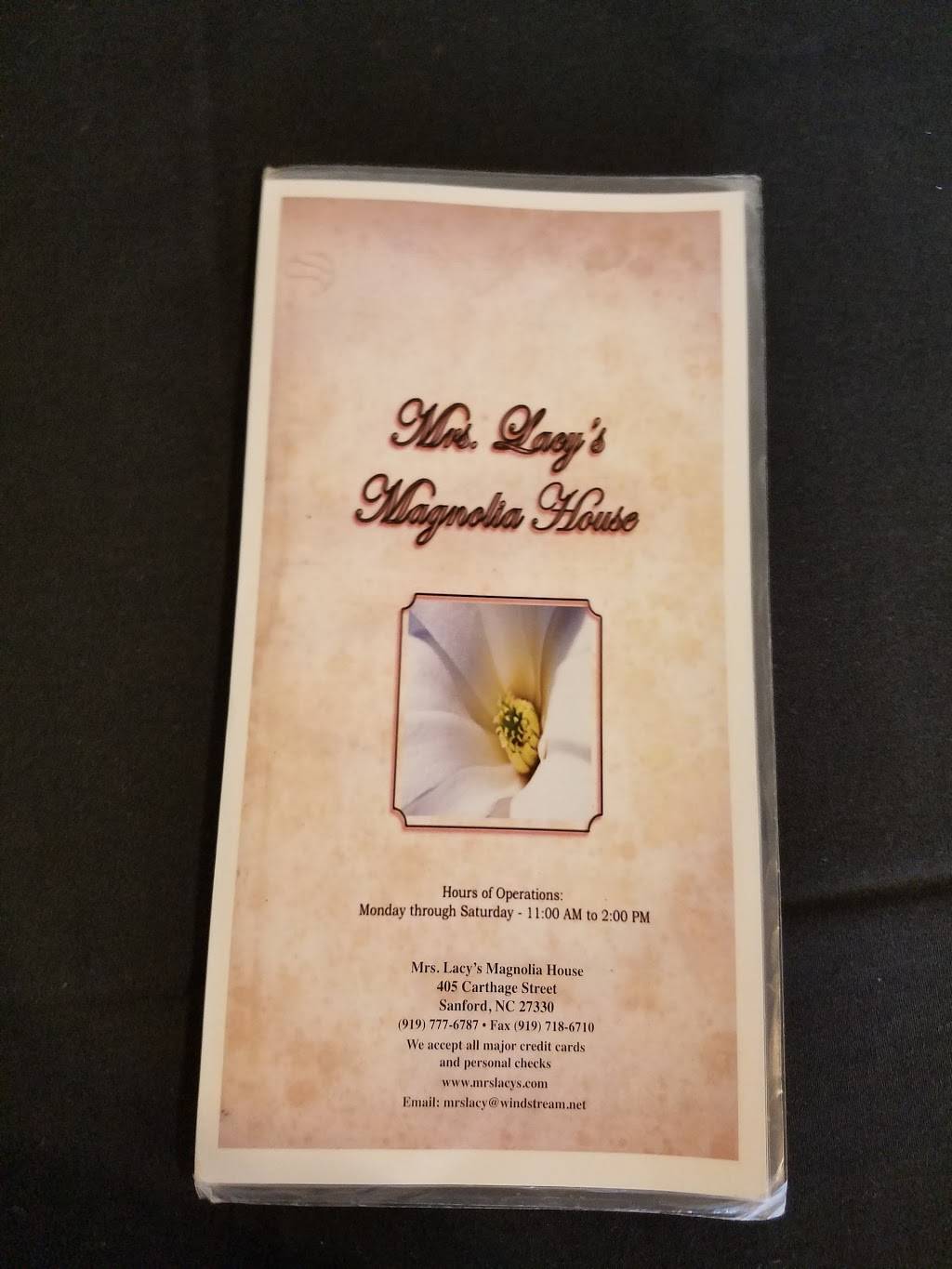 Mrs Lacys Magnolia House | restaurant | 405 Carthage St, Sanford, NC 27330, USA | 9197776787 OR +1 919-777-6787