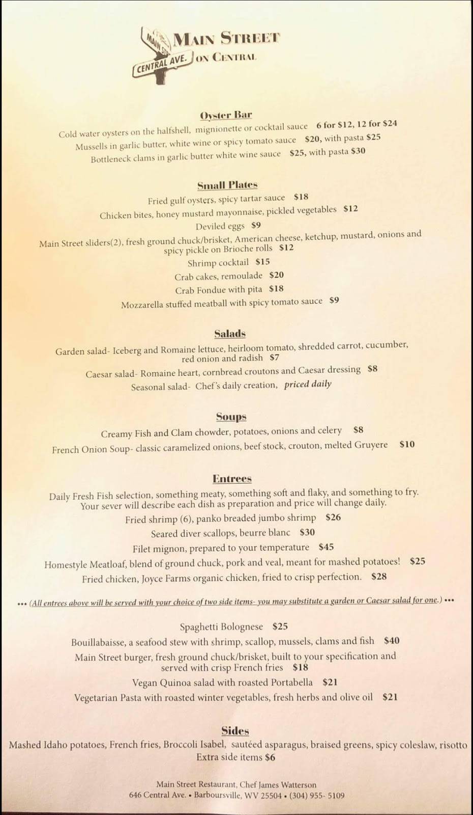 Main Street on Central | restaurant | 646 Central Ave, Barboursville, WV 25504, USA | 3049555109 OR +1 304-955-5109