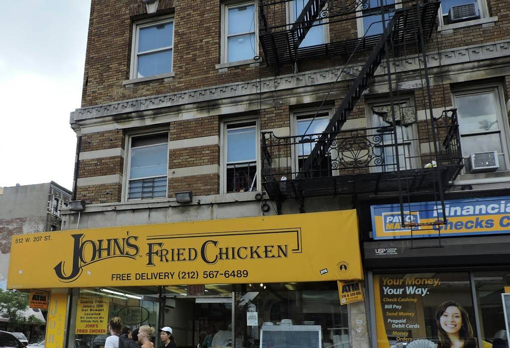 Johns Fried Chicken | restaurant | 512 W 207th St, New York, NY 10034, USA | 2125676489 OR +1 212-567-6489