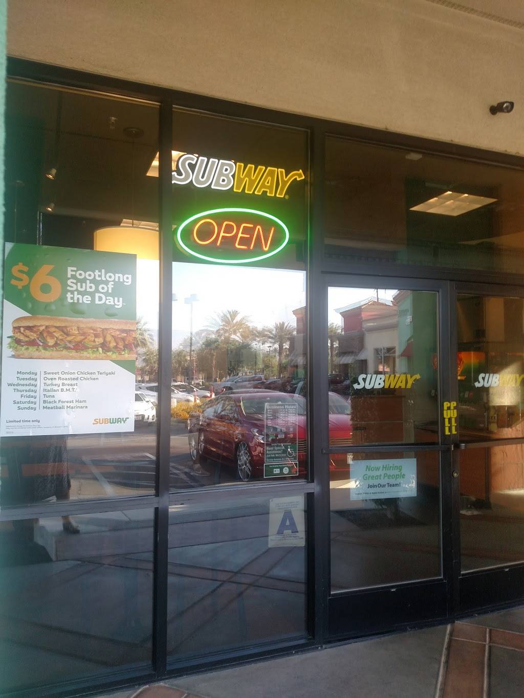 Subway | restaurant | Monterey Marketplace, 34151 Monterey Ave Ste 102, Rancho Mirage, CA 92270, USA | 7603284078 OR +1 760-328-4078