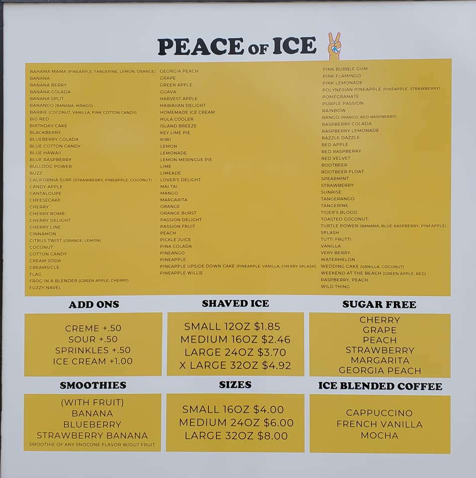 Peace of Ice | restaurant | 322 E SE Loop 323 Suite 300, Tyler, TX 75701, USA | 9723625280 OR +1 972-362-5280