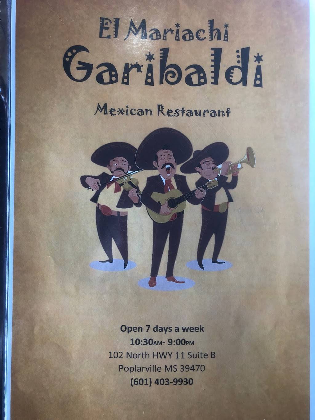 El Mariachi Garibaldi | restaurant | 102 N hwy 11, Poplarville, MS 39470, USA | 6014039930 OR +1 601-403-9930