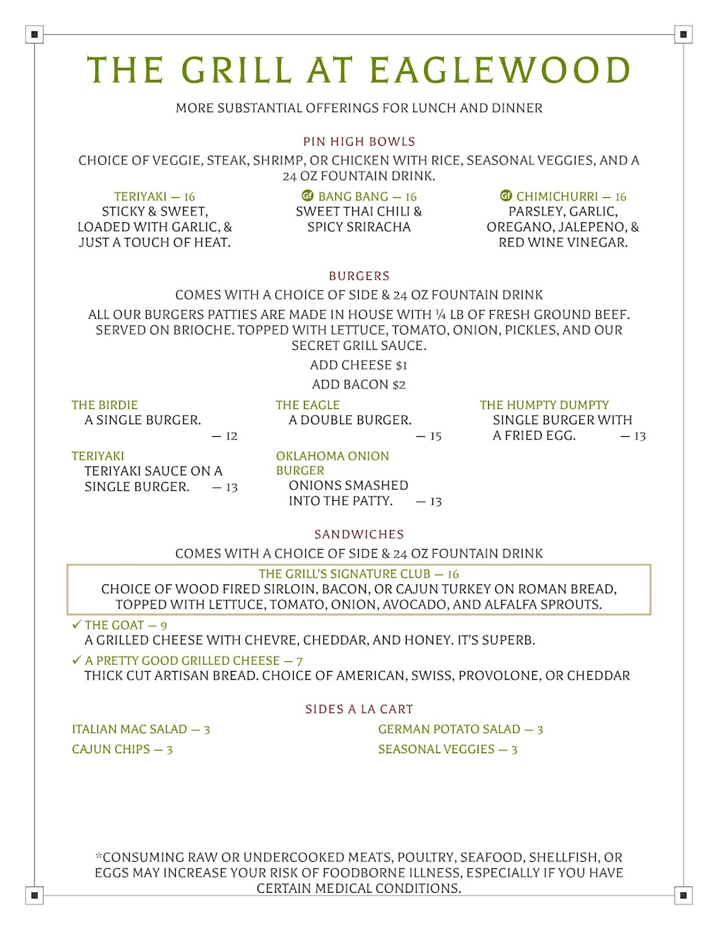 The Grill at Eaglewood | restaurant | 1110 E Eaglewood Dr, North Salt Lake, UT 84054, USA | 8013358689 OR +1 801-335-8689