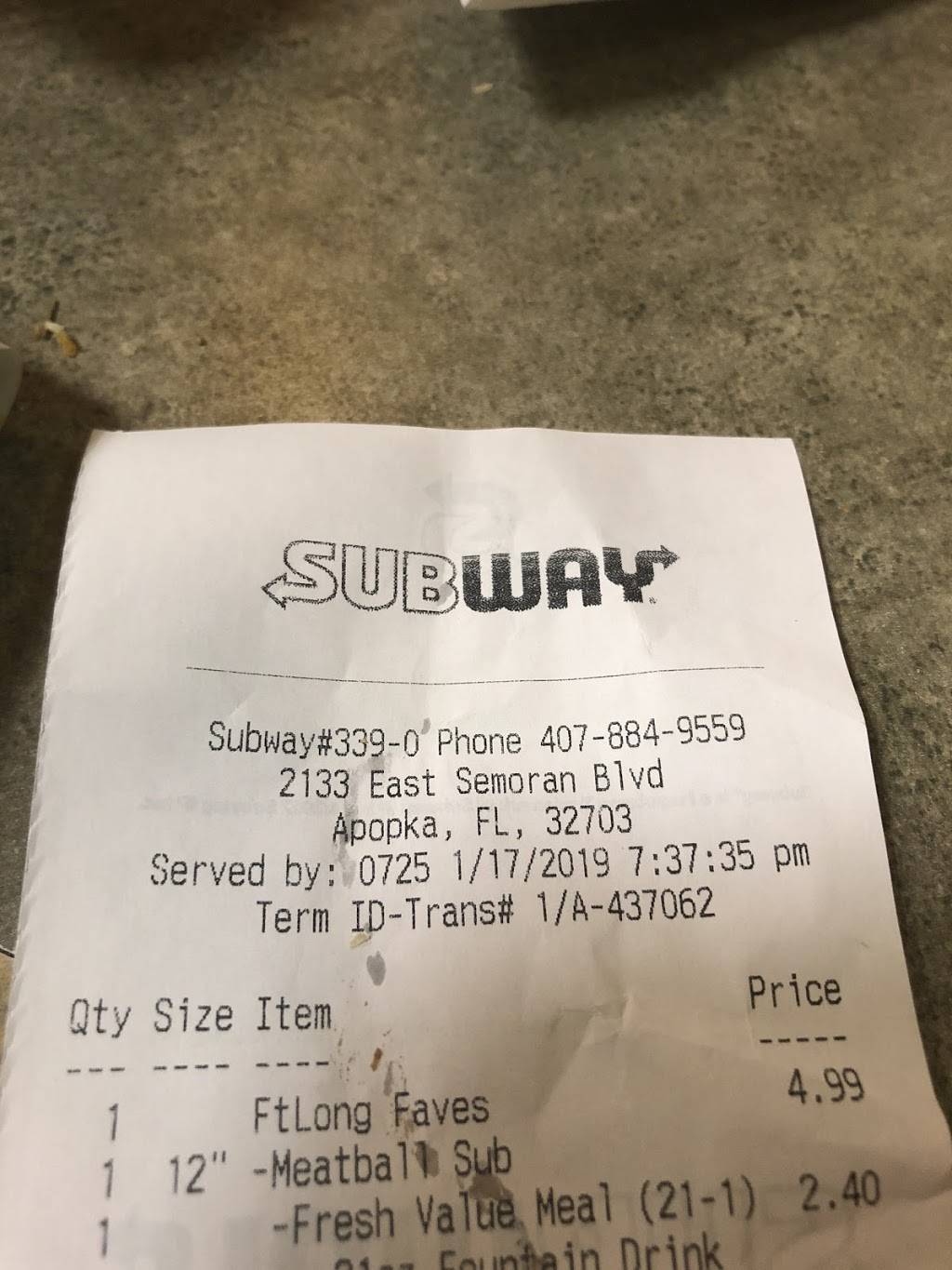 Subway | restaurant | 2133 E Semoran Blvd, Apopka, FL 32703, USA | 4078849559 OR +1 407-884-9559