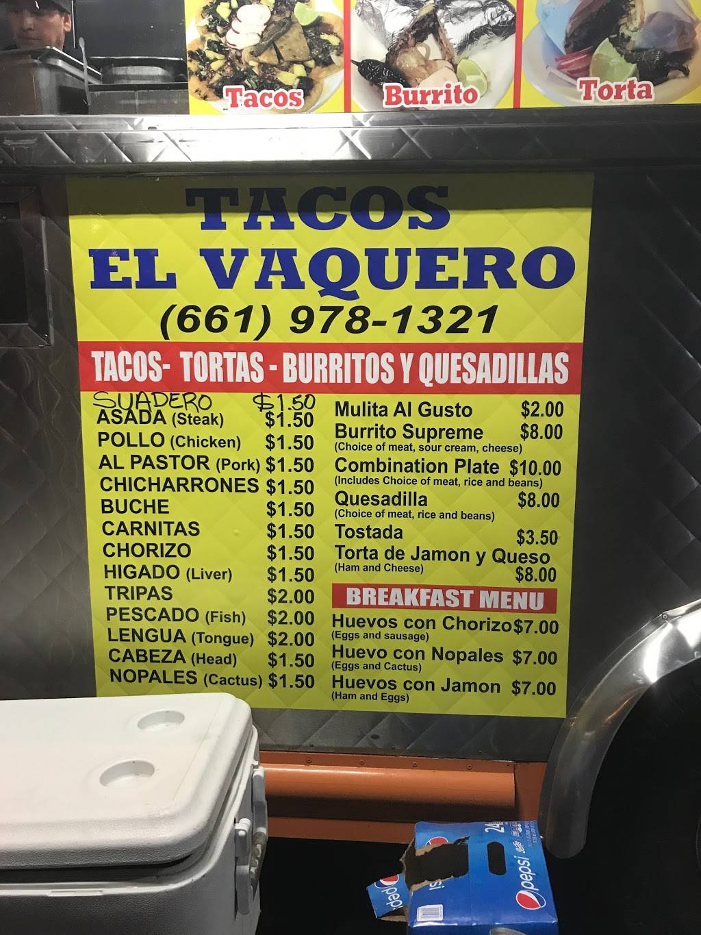 Tacos El Vaquero | restaurant | Castaic, CA 91384, USA | 6619781321 OR +1 661-978-1321