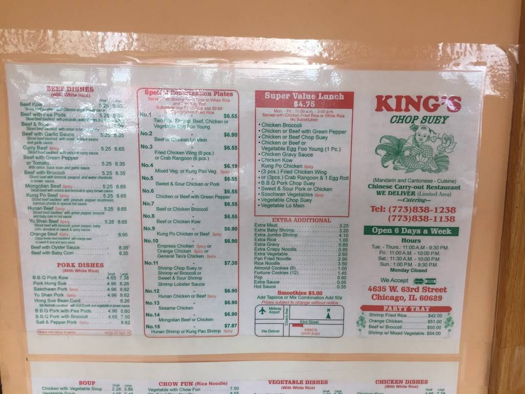 Kings Chop Suey | restaurant | 4635 W 63rd St, Chicago, IL 60629, USA | 7738381238 OR +1 773-838-1238