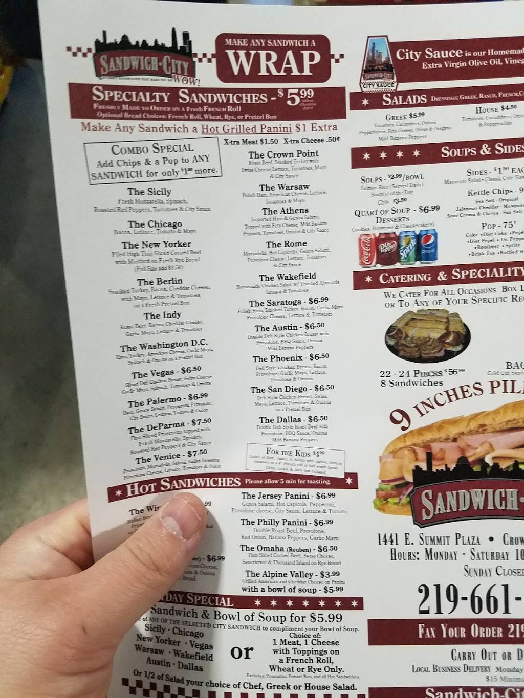 Sandwich City | restaurant | 1441 E Summit St, Crown Point, IN 46307, USA | 2196611700 OR +1 219-661-1700