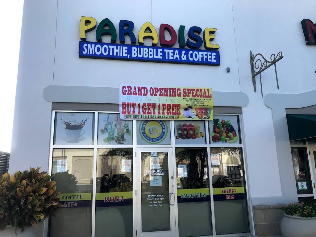 Paradise Smoothie Bubble Tea & Coffee | cafe | 10021 Gulf Center Dr ste g-200, Fort Myers, FL 33913, USA | 2394001115 OR +1 239-400-1115