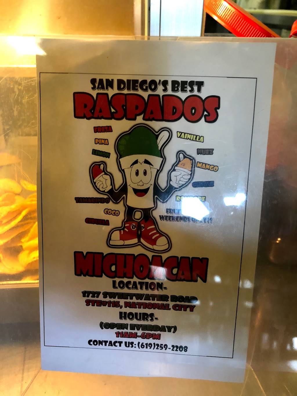 Raspados Michoacan | restaurant | 1727 Sweetwater Rd, National City, CA 91950, USA | 6195131609 OR +1 619-513-1609