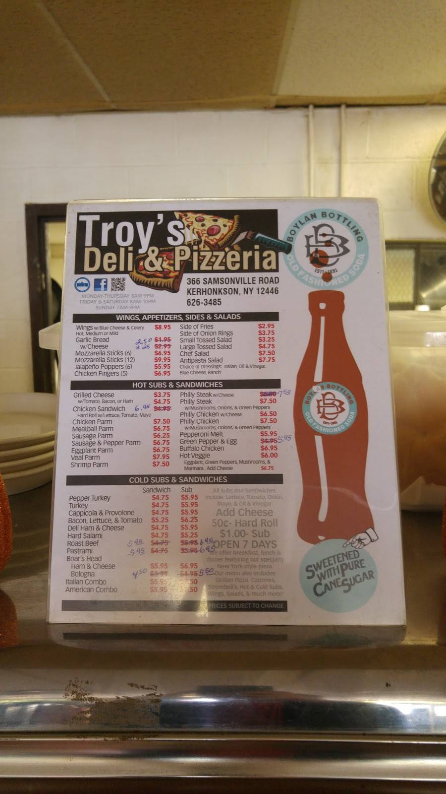 Troys Deli & Pizzeria | restaurant | 366 Samsonville Rd, Kerhonkson, NY 12446, USA | 8456263485 OR +1 845-626-3485
