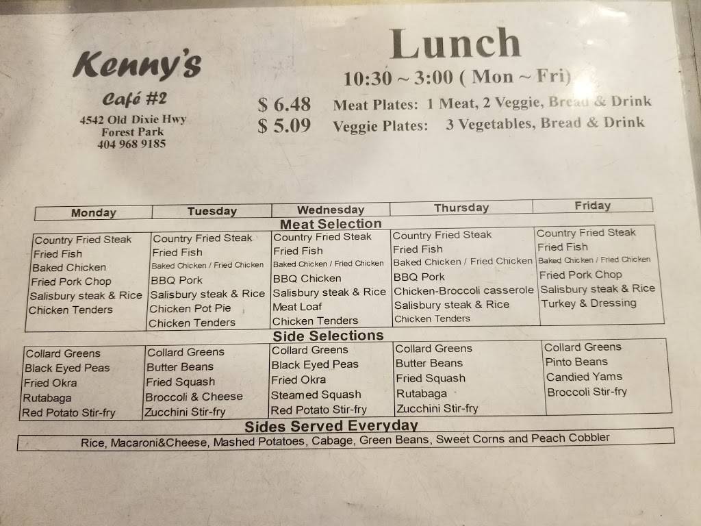 Kennys Cafe | restaurant | 4542 Old Dixie Rd, Forest Park, GA 30297, USA | 4049689185 OR +1 404-968-9185