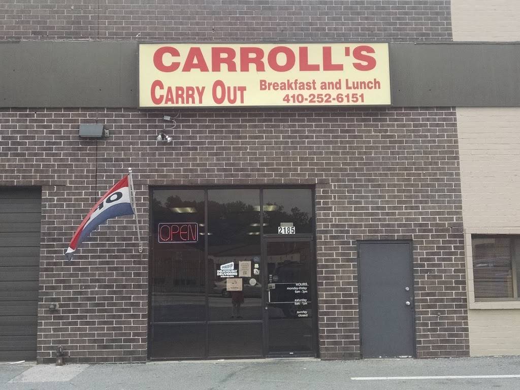 Carrolls Carry Out | restaurant | 3113, 2185 Greenspring Dr, Timonium, MD 21093, USA | 4102526151 OR +1 410-252-6151
