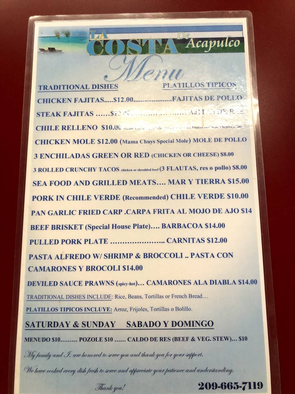 La Costa De Acapulco | restaurant | 9546, 16444 Cambridge Dr, Lathrop, CA 95330, USA | 2096657119 OR +1 209-665-7119