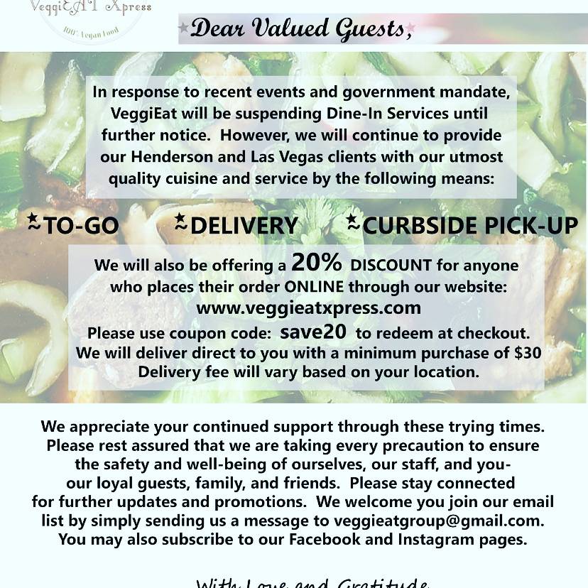 VeggiEAT | restaurant | 1910 Village Center Cir Ste 1, Las Vegas, NV 89134, USA | 7027805659 OR +1 702-780-5659