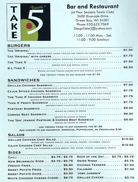 Dougs Take 5 Restaurant at Four Seasons | restaurant | 3600 Riverside Dr, Green Bay, WI 54301, USA | 9206327069 OR +1 920-632-7069