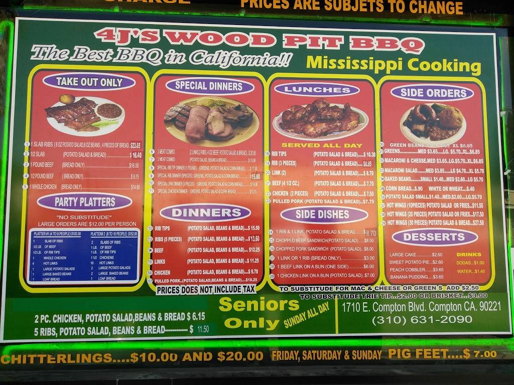 4Js Wood Pit BBQ | restaurant | 3409, 1710 E Compton Blvd, Compton, CA 90221, USA | 3106312090 OR +1 310-631-2090