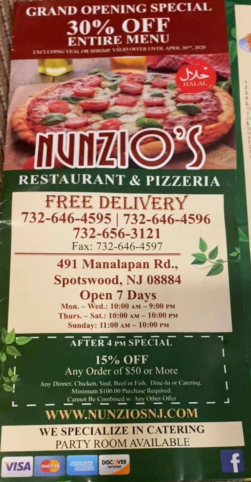 Nunzios | restaurant | 492 Manalapan Rd, Spotswood, NJ 08884, USA | 7326464595 OR +1 732-646-4595