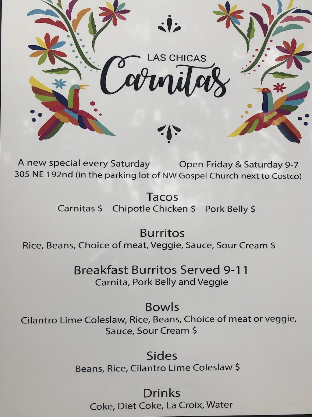 Las Chica Carnitas | restaurant | 305 NE 192nd Ave, Vancouver, WA 98684, USA | 3607983235 OR +1 360-798-3235